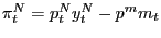 $ \pi_{t}^{N} =p_{t}^{N} y_{t}^{N} -p^{m}m_{t} $