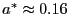 $ a^{\ast} \approx0.16$