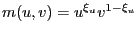 $ m(u,v) = u^{\xi_{u}} v^{1-\xi_{u}}$
