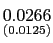 $ \underset{{\small (0.0125)}}{0.0266}$