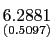 $ \underset{{\small (0.5097)} }{6.2881}$