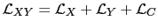 $\displaystyle \mathcal{L} _{XY}= \mathcal{L} _{X}+ \mathcal{L} _{Y}+ \mathcal{L} _{C}$