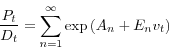 \begin{displaymath} \frac{P_{t}}{D_{t}}=\sum_{n=1}^{\infty}\exp\left( \overleftrightarrow{A} _{n}+\overleftrightarrow{E}_{n}v_{t}\right) \end{displaymath}