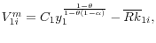 V_{1i}^m =C_1 y_1^{\frac{1-\theta }{1-\theta (1-\alpha )}} -\overline R \overline k _{1i},
