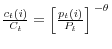 \frac{c_{t} (i)}{C_t }=\left[ {\frac{p_t (i)}{P_t }} \right]^{\,-\theta }