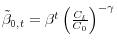 \tilde {\beta }_{0,t} =\beta ^t\left( {\frac{C_t }{C_0 }} \right)^{-\gamma }