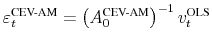 \ensuremath{\varepsilon_t^\text{CEV-AM}}\xspace = \left(\ensuremath{A_0^\text{CEV-AM}}\xspace \right)^{-1}\ensuremath{v_t^\text{OLS}\xspace}