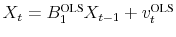 X_t = \ensuremath{B_1^\text{OLS}\xspace} X_{t-1} + \ensuremath{v_t^\text{OLS}\xspace}