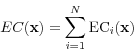 \begin{displaymath} EC({\rm {\bf x}})=\sum\limits_{i=1}^N {\mbox{EC}_i ({\rm {\bf x}})} \end{displaymath}