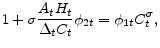 \displaystyle 1+\sigma \frac{A_{t}H_{t}}{\Delta _{t}C_{t}}\phi _{2t}=\phi _{1t}C_{t}^{\sigma },