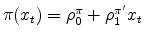  \pi(x_{t})=\rho_{0}^{\pi}+\rho_{1}^{\pi^{\prime}}x_{t}