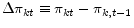  \Delta\pi_{kt}\equiv\pi_{kt}-\pi_{k,t-1}