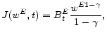 \displaystyle J(w^E,t)=B_t^E \frac{w^{E 1-\gamma}}{1-\gamma} ,