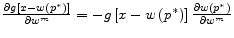  \frac{\partial g\left[x-w\left(p^*\right)\right]}{\partial w^m}=-g\left[x-w\left(p^*\right)\right]\frac{\partial w\left(p^*\right)}{\partial w^m}