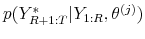  p(Y_{R+1:T}^{*}\vert Y_{1:R}, \theta^{(j)})