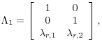 \displaystyle \Lambda_1 = \left[\begin{array}{cc} 1 & 0 \\ 0 & 1 \\ \lambda_{r,1} & \lambda_{r,2} \\ \end{array} \right],