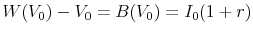  W(V_0) - V_0 = B(V_0) = I_0(1+r)