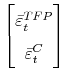 \displaystyle \begin{bmatrix}\bar\varepsilon_t^{TFP} \\ \bar\varepsilon_t^{C} \end{bmatrix}