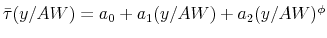  \bar{\tau}(y/AW)=a_{0}+a_{1}(y/AW)+a_{2}(y/AW)^{\phi}