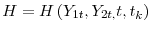 H=H\left( Y_{1t},Y_{2t,}t,t_{k}\right) 