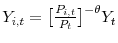  Y_{i,t} = \bigl[ \frac{P_{i,t}}{P_{t}} \bigr]^{-\theta}Y_{t}