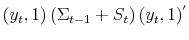  (y_{t},1)\left( \Sigma_{t-1}+S_{t}\right) (y_{t},1)^{'}