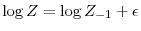  \log Z=\log Z_{-1}+\epsilon 