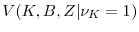 \displaystyle V(K,B,Z\vert\nu _{K}\left. =\right. 1)
