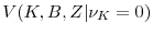 \displaystyle V(K,B,Z\vert\nu _{K}\left. =\right. 0)