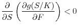 \displaystyle \frac{\partial}{\partial S} \left(\frac{\partial g(S/K)}{\partial F}\right) <0