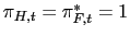 $ \pi_{H,t}=\pi_{F,t}^{\ast}=1$