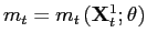 $ m_{t}=m_{t}\left( \mathbf{X}_{t}^{1};\mathbf{\theta}\right) $