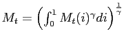$ M_{t} = \left( \int^{1}_{0} M_{t}(i)^{\gamma}di\right) ^{\frac{1}{\gamma}}$