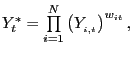$ Y_{t}^{\ast}= {\textstyle\prod\limits_{i=1}^{N}} \left( Y_{_{i,t}}\right) ^{w_{it}},$