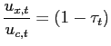 $\displaystyle \frac{u_{x,t}}{u_{c,t}} =(1-\tau_{t})$