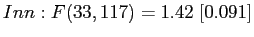 $ Inn:F(33,117)=1.42\;[0.091]$