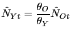$\displaystyle \hat{N}_{Yt}=\frac{\theta_{O}}{\theta_{Y}}\hat{N}_{Ot}$