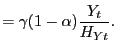 $\displaystyle =\gamma(1-\alpha)\frac{Y_{t}}{H_{Yt}}.$