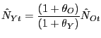 $\displaystyle \hat{N}_{Yt}=\frac{(1+\theta_{O})}{(1+\theta_{Y})}\hat{N}_{Ot}$