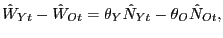 $\displaystyle \hat{W}_{Yt}-\hat{W}_{Ot}=\theta_{Y}\hat{N}_{Yt}-\theta_{O}\hat{N}_{Ot}, $