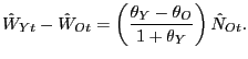 $\displaystyle \hat{W}_{Yt}-\hat{W}_{Ot}=\left( \frac{\theta_{Y}-\theta_{O}}{1+\theta_{Y} }\right) \hat{N}_{Ot}. $
