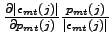 $ \frac{\partial \vert\epsilon_{mt}(j)\vert} {\partial p_{mt}(j)} \frac{p_{mt}(j)}{\vert\epsilon_{mt}(j)\vert} $