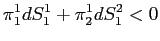 $\displaystyle \pi_{1}^{1}dS_{1}^{1}+\pi_{2}^{1}dS_{1}^{2}<0 $