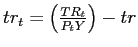 $tr_{t}=\left( \frac{TR_{t}}{P_{t}Y}\right) -tr$