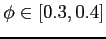 $ \phi \in [0.3, 0.4]$