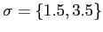 $ \sigma= \lbrace1.5, 3.5 \rbrace$