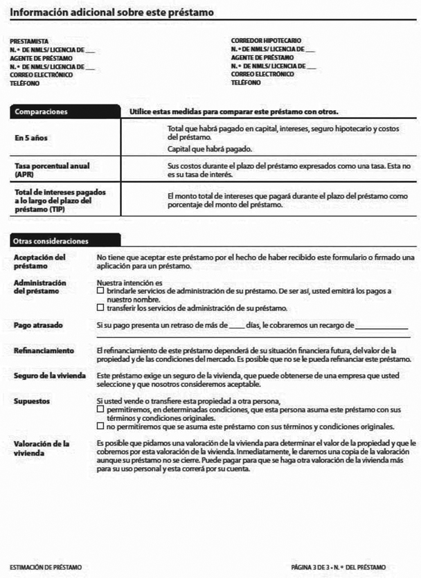 H-28(A)—Mortgage Loan Transaction Loan Estimate—Spanish Language Model Form (continued)