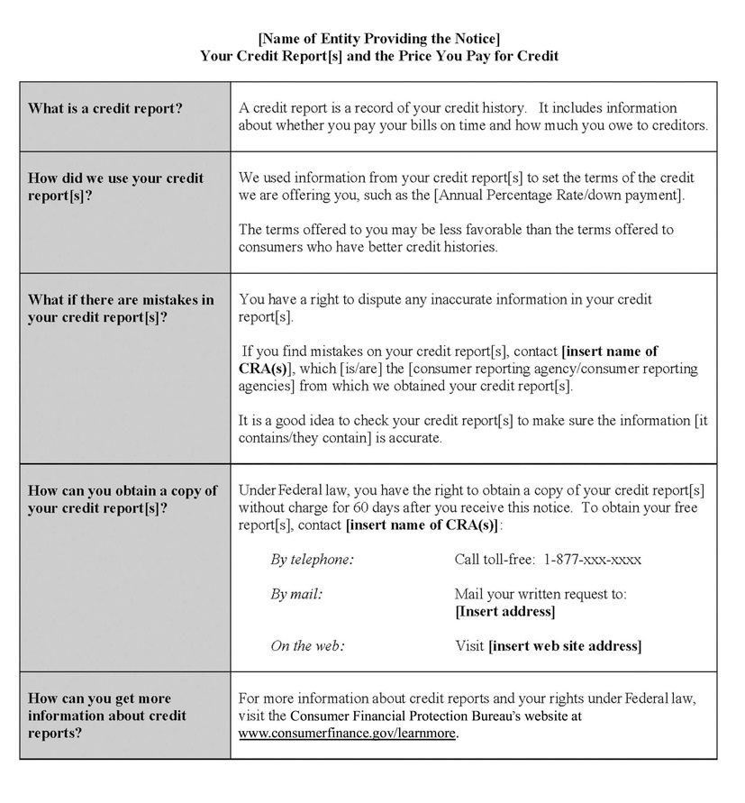 H-1—Model Form for Risk-Based Pricing Notice
