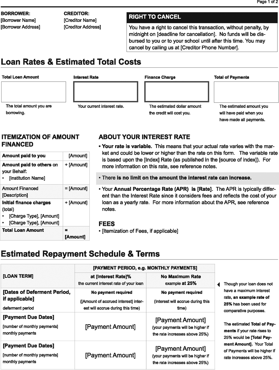 H-20—Private Education Loan Final Model Form