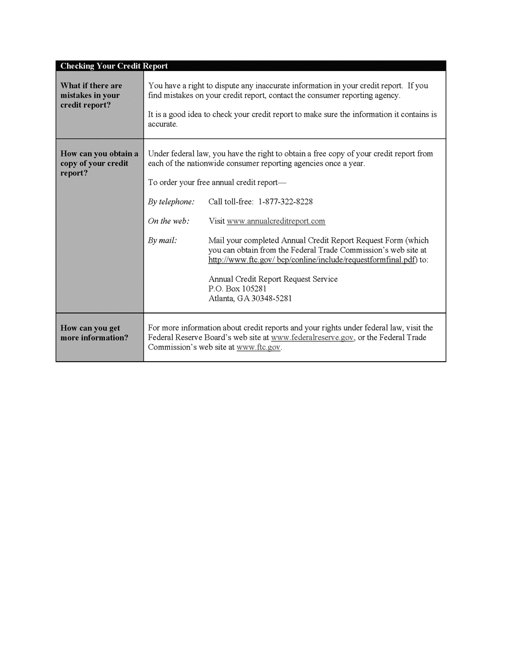 H-4. Model form for credit score disclosure exception for loans not secured by residential real property (contd.)